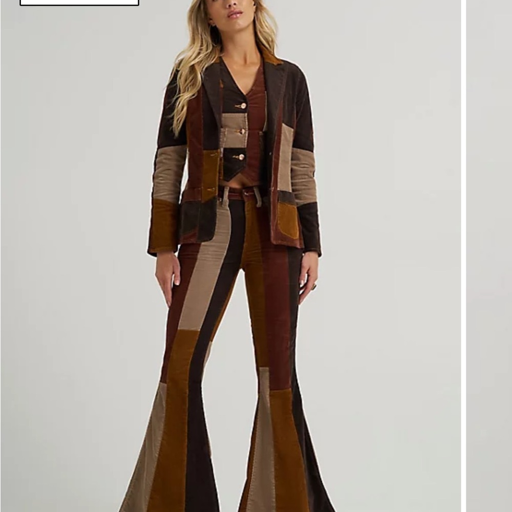 Wrangler Patchwork Flare Pants - Brown and Tan